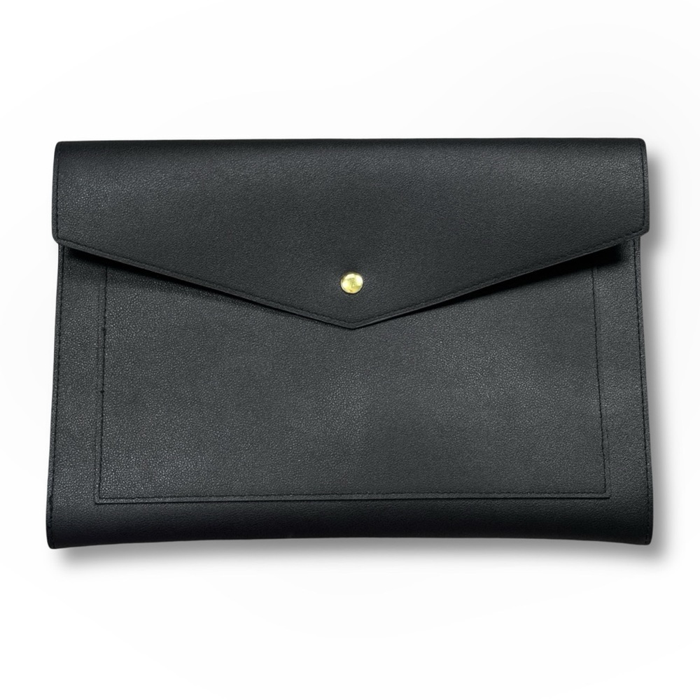 Glass Ladder Co Black Vegan Leather Megan Portfolio Clutch Professional